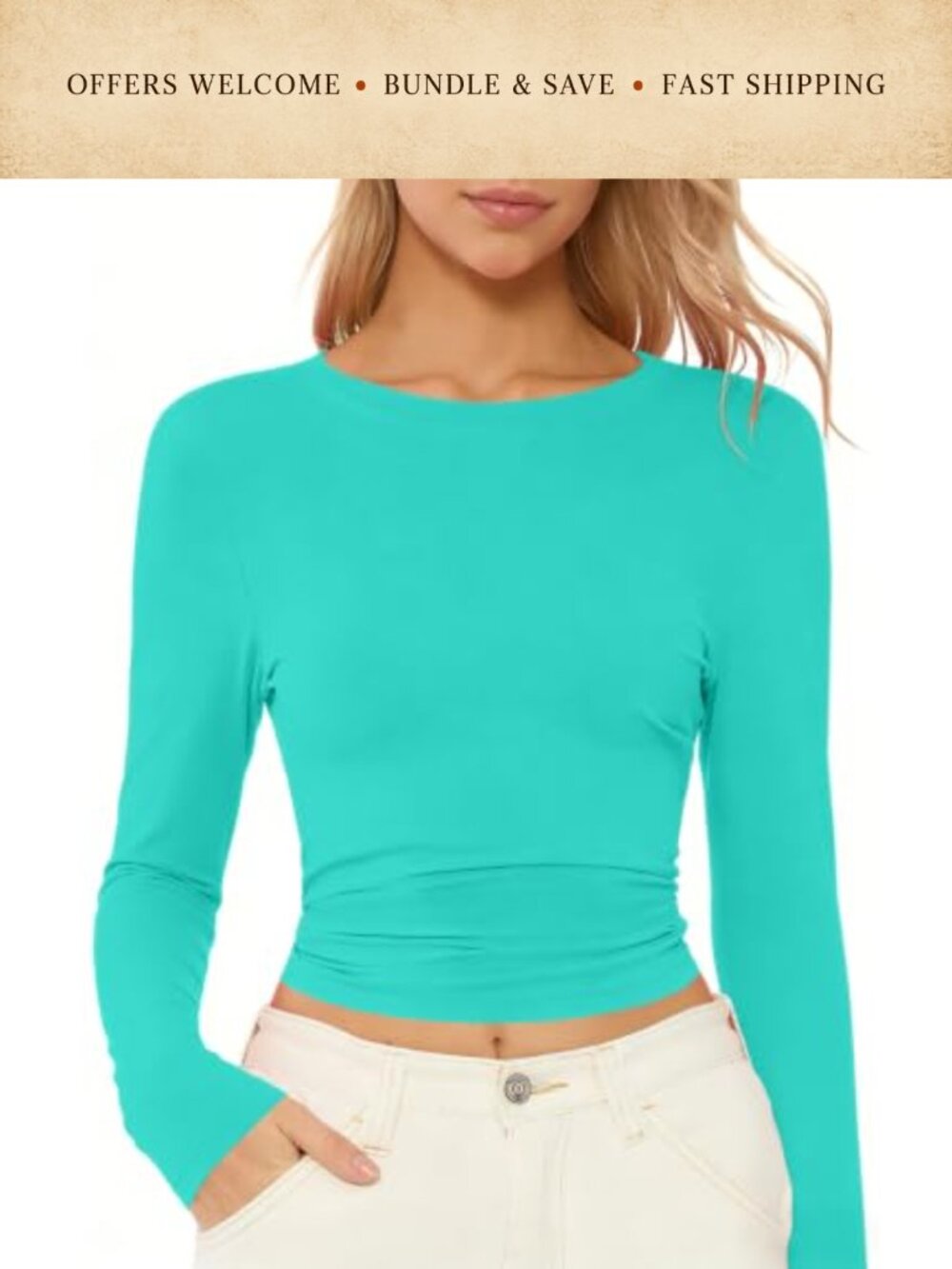 Women's Long Sleeve T Shirt Soft Slim Fit Crew Neck Tee